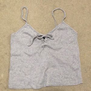 Gray Crop Ribbed Tank